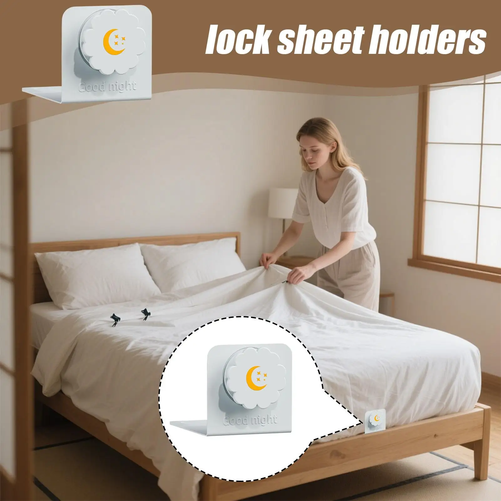 Bed Sheet Holders 4 Pieces Quick-Install Fastener L Shape Fitted Sheets Secure Holders For Bedroom Nursery Hotel Dorm Guest Room