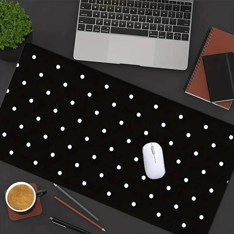 Desk Mat Large Mouse Pad Black and White Dots Printed Laptop Accessories Keyboard Mat Decoration Mouse Mat Decor Mousepad Speed