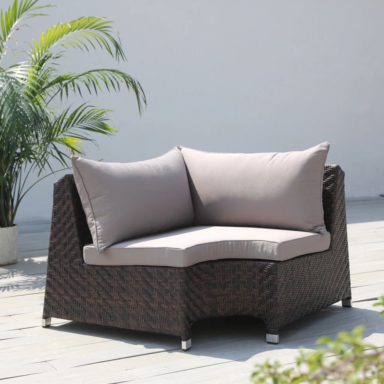 di-Edinburgh Corner Outdoor Sofa V Weaving Sofa Chair for Terrace Garden Use