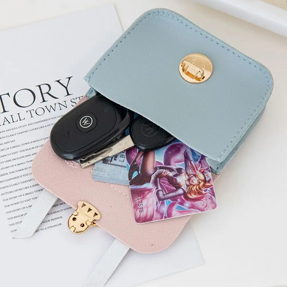 Portable Wallet for Children Girls Key Ring Pendant Card Holder Coin Purse Handbag Keychain Mini Coin Bag Earphone Storage Bag