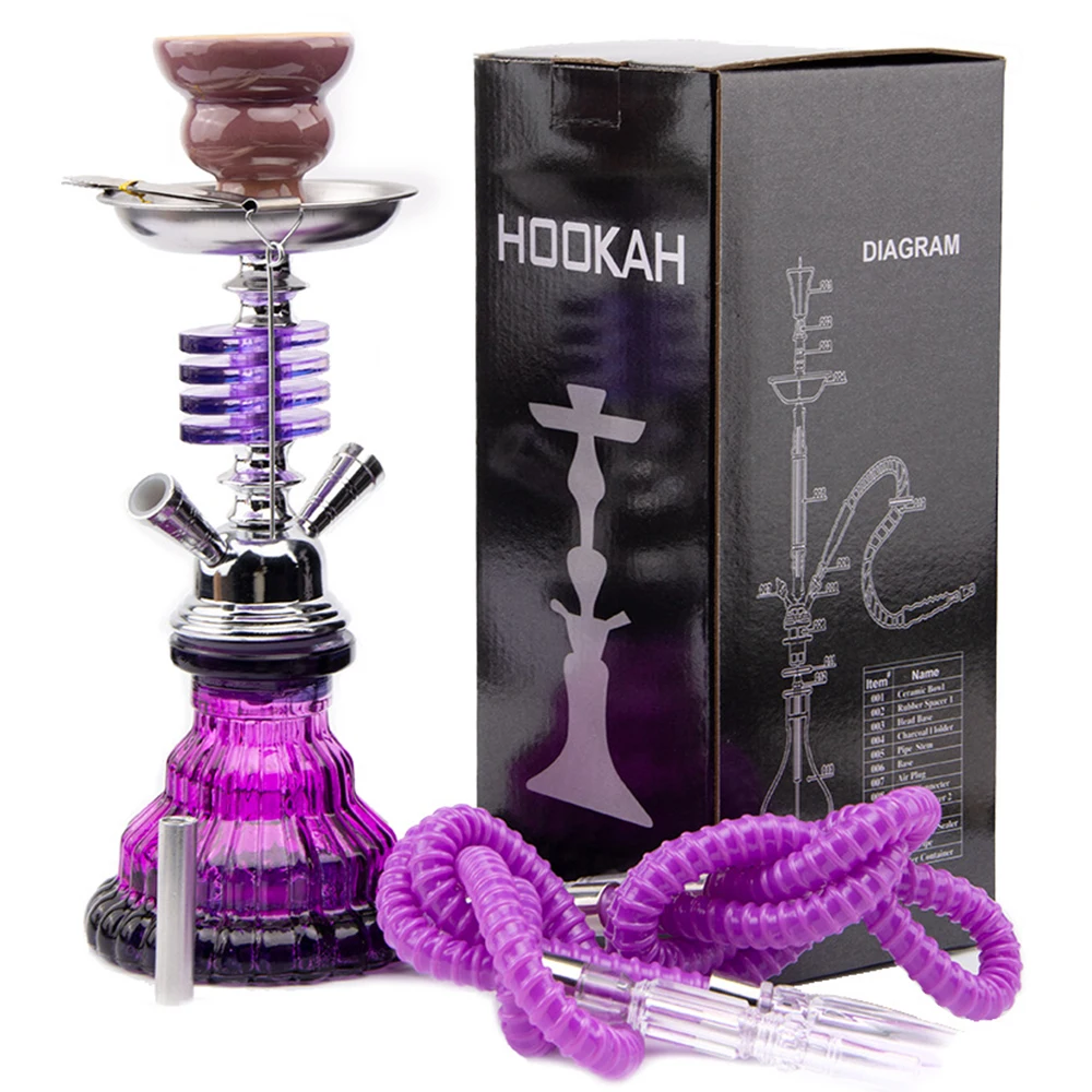 

4 Layers Glass Shisha Pipe Hookah Set Dual Hose Bowl Charcoal Tong Narguile Completo Chicha Cachimba Pipa Nargile Water Pipe