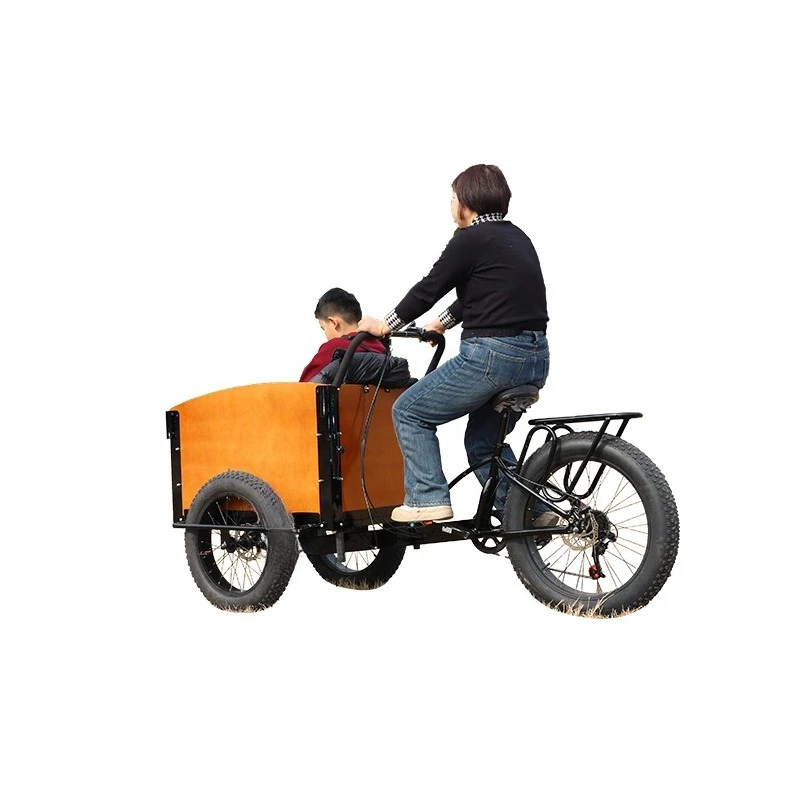 Bold cargo bike European beach parent-child bicycle pick-up and drop-off child walking tricycle