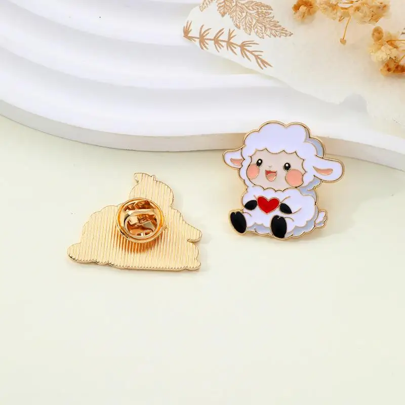 Cute Cartoon Sheep Enamel Pin 1Pcs Gold Plated Brooch for Backpacks Jackets Hats Costume Decor Valentine Gift