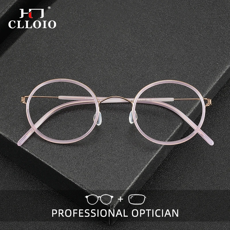 

CLLOIO New Retro Round Pure Titanium Prescription Customized Glasses Fashion Women Reading Glasses Anti Blue Light Glasses 81043