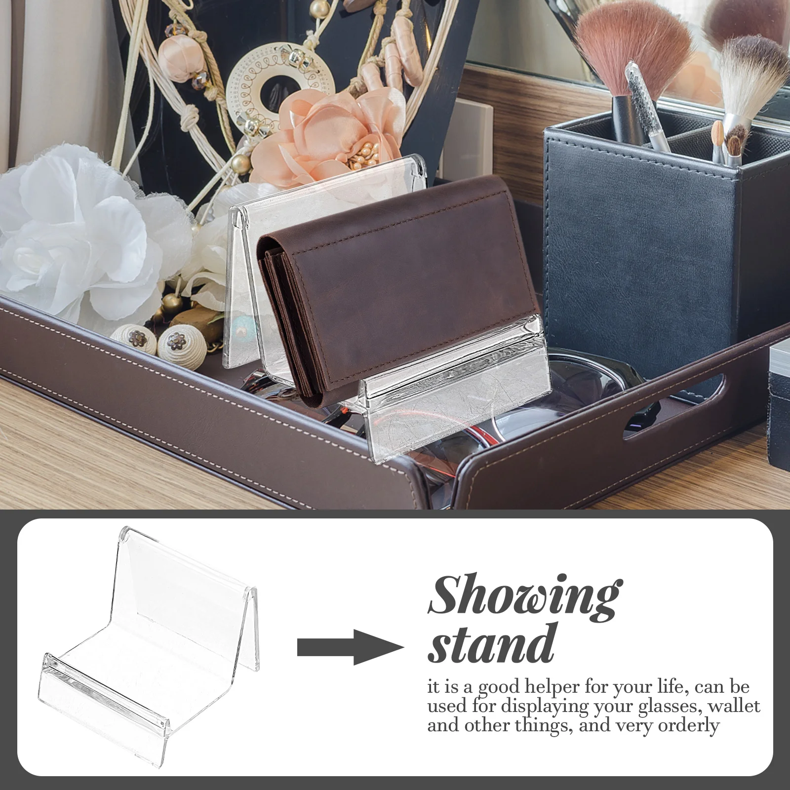 

5pcs Clear Plastic Wallet Display Rack 360Degree Transparent St for Cards Holder Jewelry Storage Desk ganizer
