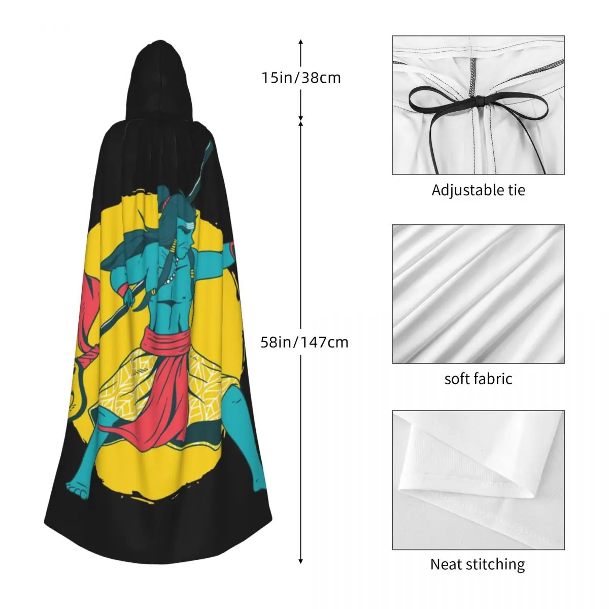 مهما شيفاراتري التمنيات مع الله شيفا ترايدنت عباءة طويلة مقنعين الساحرة زي تأثيري كيب هالوين مصاص دماء الكبار للجنسين