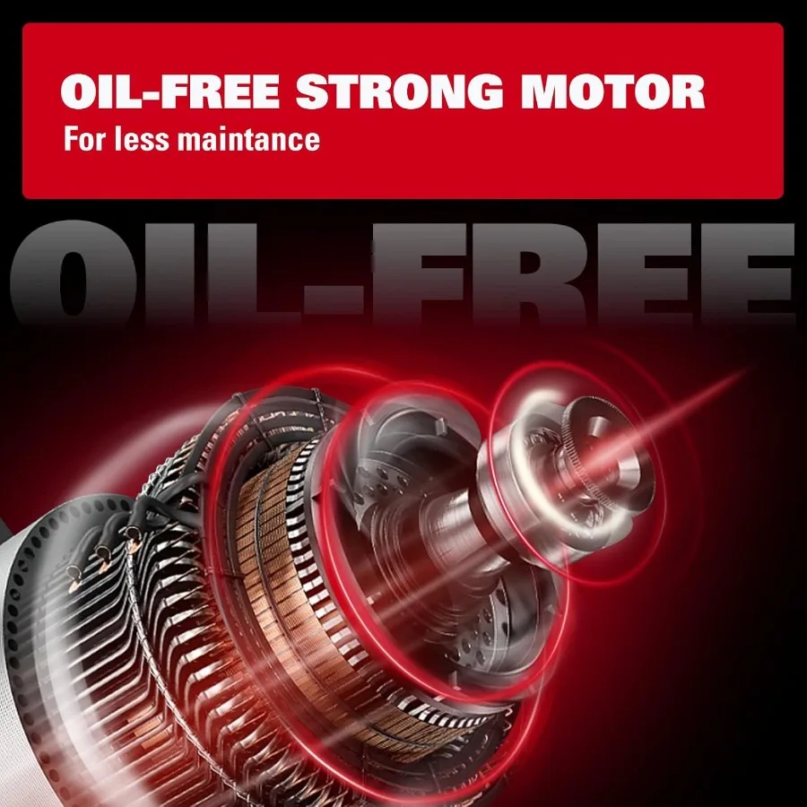 ضاغط هواء محمول 3 جالون 110 رطل لكل بوصة مربعة تصميم فطيرة مع مضخة خالية من الزيت ومجموعة ملحقات 11 قطعة لتضخيم فعال