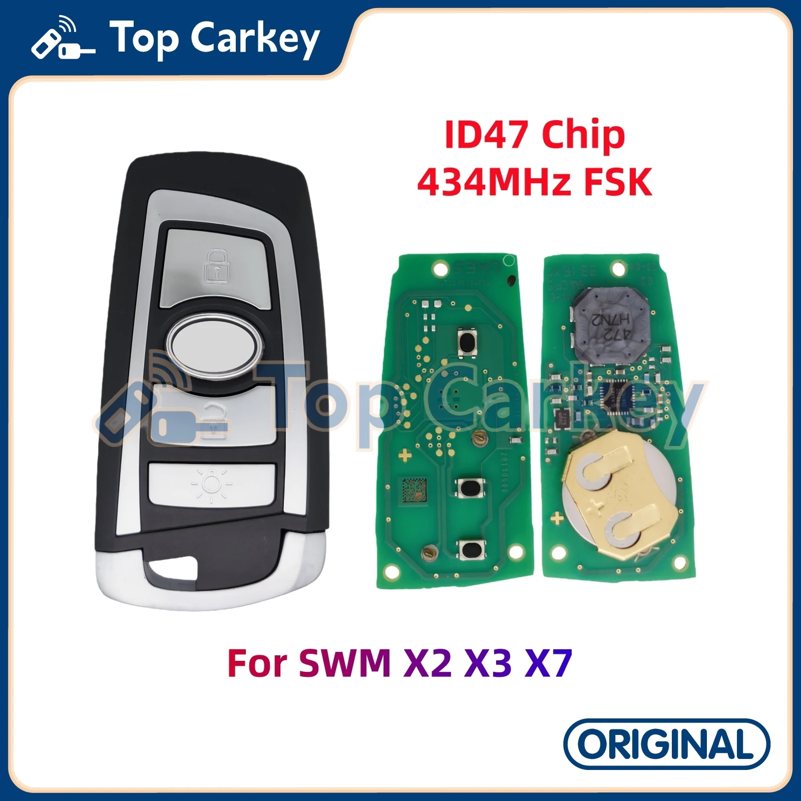 

TopCarkey Original Smart Remote Key ID47 Chip 434MHz FSK for SWM X2 X3 X7 G01 G05 Car Intelligent Keyless Go Remote Key