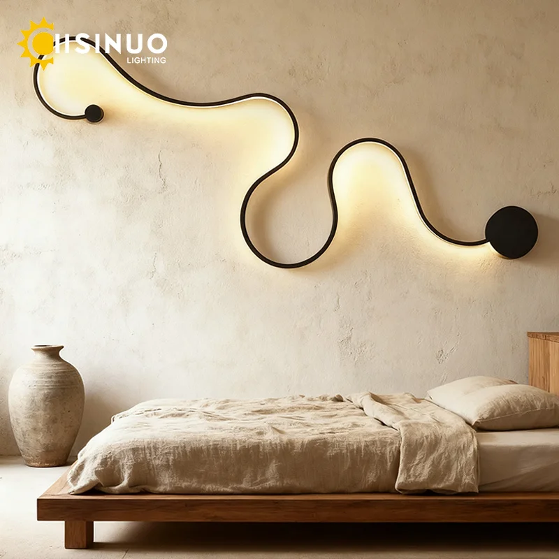 

Minimalist Creative LED Wall Lamp Bedside Light LED Home Indoor Black White Background Lighting Fixture for Living room Corridor