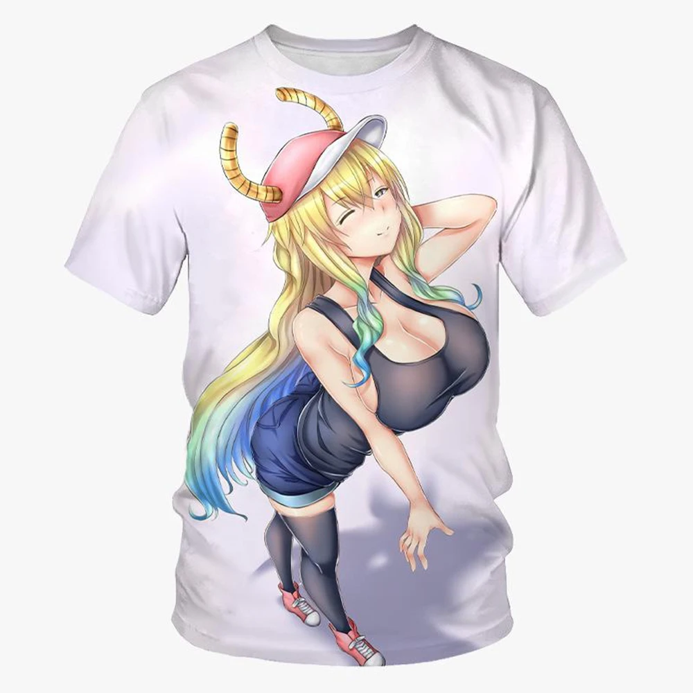 Anime Dragon Maid Kanna Kamui 3D Print T-shirt Unisex Casual Harajuku Short Sleeves T-shirt Japanese manga Kids Top 100-6XL