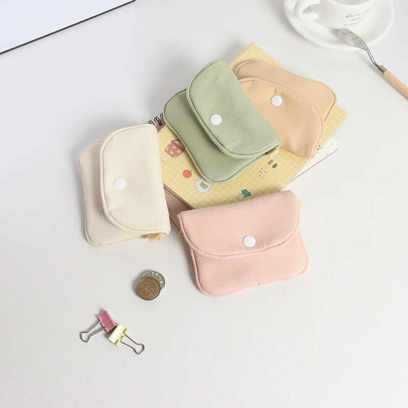 Portable Coin Purse New Solid Color Mini Cash Wallet Lightweight Cotton Headphone Bag Women Key Pouch Travel Card Holder