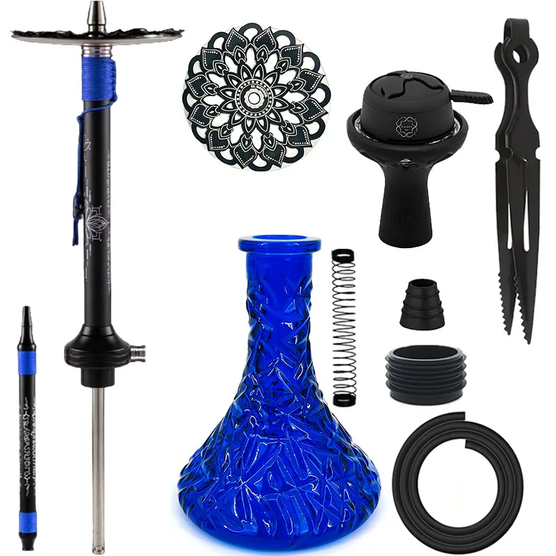 Arabic hookah pipe with lotus design gift set in a box hookah single tube with wire wrapping large size elbomber for bar or KTV