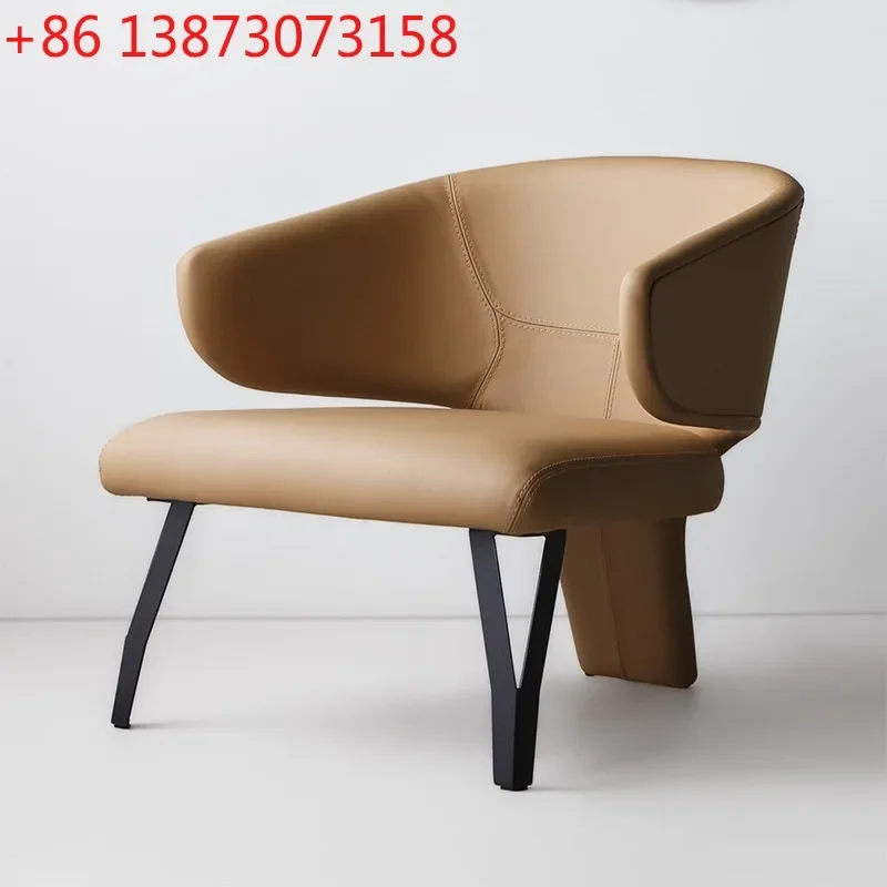 Light luxury leather sofa chair designer modern simple atmosphere single chair hotel clubhouse sales department reception chair