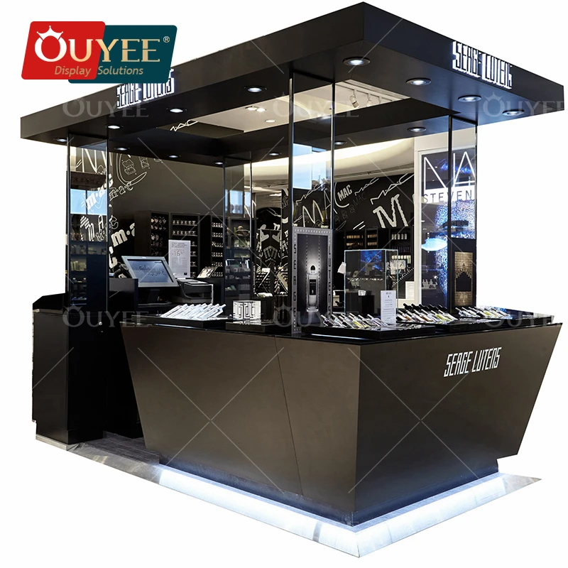 Customized-Custom perfume display showcase cosmetic counter display makeup display stand design