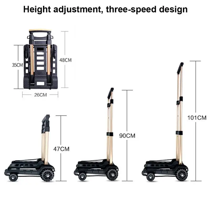 Foldable Trolley Heavy Duty Hand Truck With Backpack Luggage Cart Shopping Cart For Luggage Moving Travel Shopping