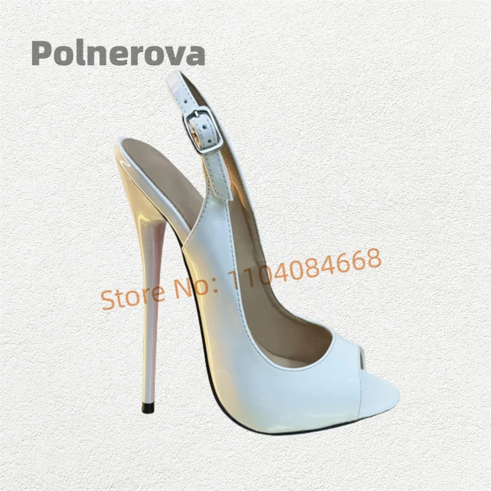Женские сандалии из лакированной кожи с открытым носком 16/14 см, синие туфли-лодочки на шпильке с открытым носком, пикантная обувь для косплея, вечерние туфли