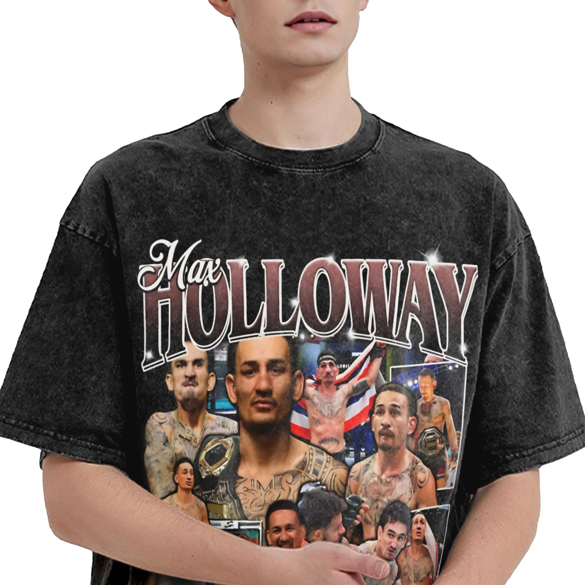 Harajuku Washed Shirts Maxs Blesseds Holloways Apparel Vintage T Shirt Oversize  Streetwear Short Sleeve Summer Tee Shirt
