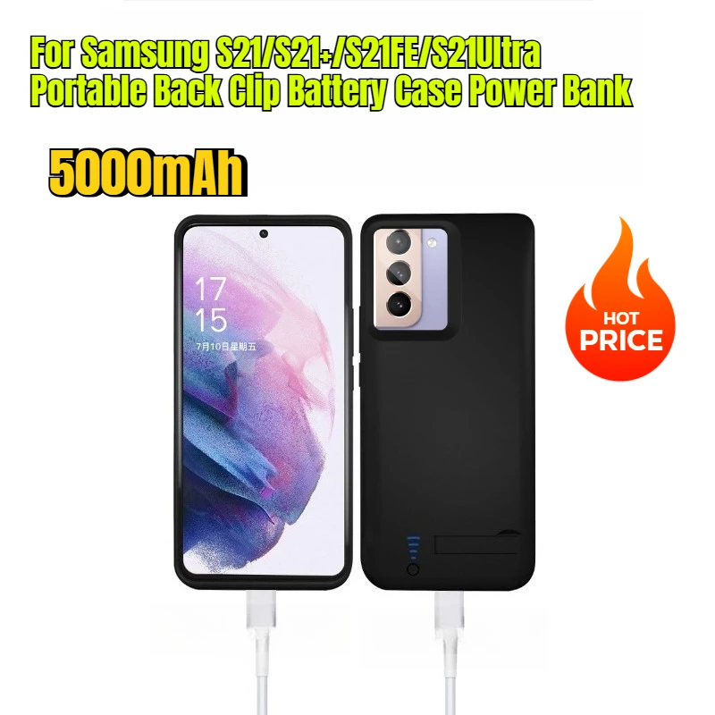 

5000mAh for Samsung S21/S21+/S21FE/S21Ultra Portable Back Clip Battery Case Power Bank