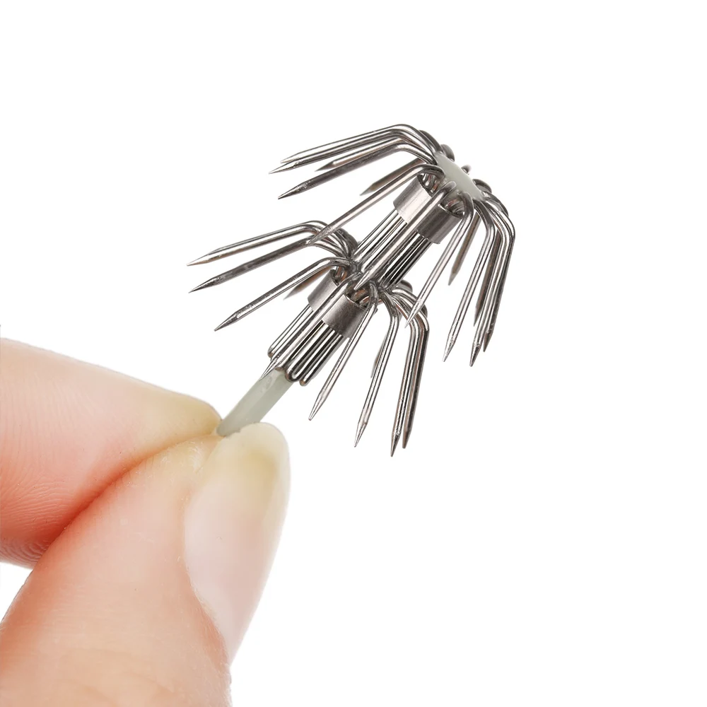 Hameçons de pêche double couche en acier inoxydable, hameçon parapluie, calmar, seiche, poulpe, vente en gros, accessoires, 5 pièces