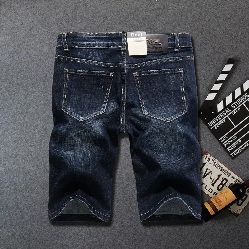 Summer Jeans Famous Brand Jeans Men Shorts Jeans Luxury Men Denim Trousers Zipper Patchwork Blue Hole Fashion