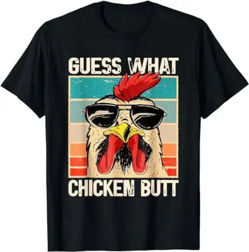 What Chicken Butt Funny Chicken Meme Unisex Fashion Black T-Shirt