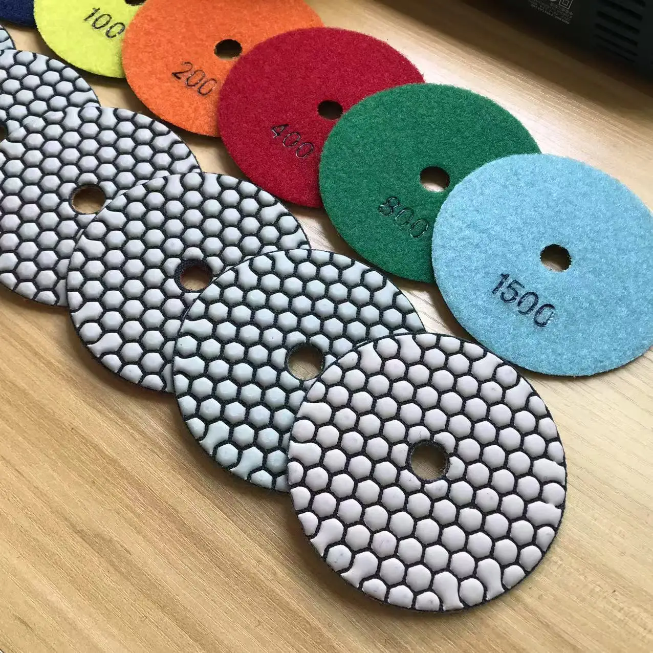 4 zoll 100mm 1/3/6/7Pcs Trocken Polieren Pad Scharfe Typ Flexible Diamant Polieren Pad für Granit Marmor Stein Schleif Disc – Detail 9