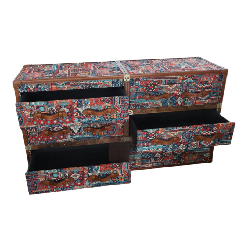 European retro drawer cabinet American cowhide
