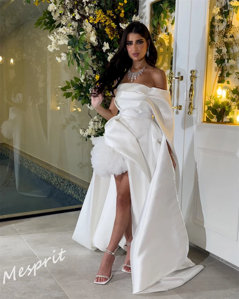 Robe de Rhà une épaule, brosse de balayage, cocktail, couches de tulle, satin, personnalisé, Arabie saoudite