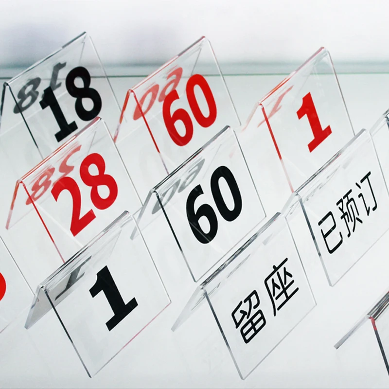 1-30 Tent Style Acrylic Table Numbers Digital Card Seating Cards 3D Stereo Restaurant Bar Tool Table Number Card standing 30pcs