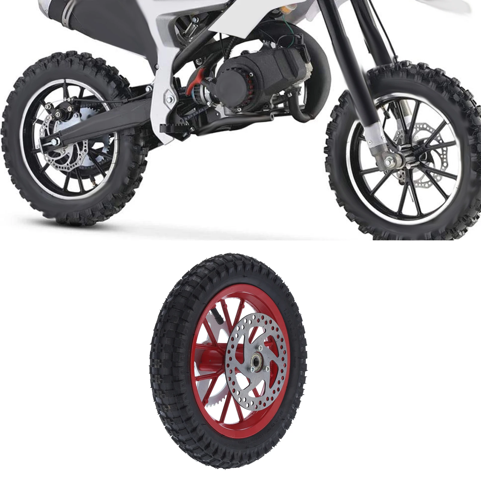 12.5x2.75in Mini  Rear Wheel AntiSkid Rubber Steel Alloy for 47cc 49cc 2 Stroke Dirt Bike  Bike Rear Wheel