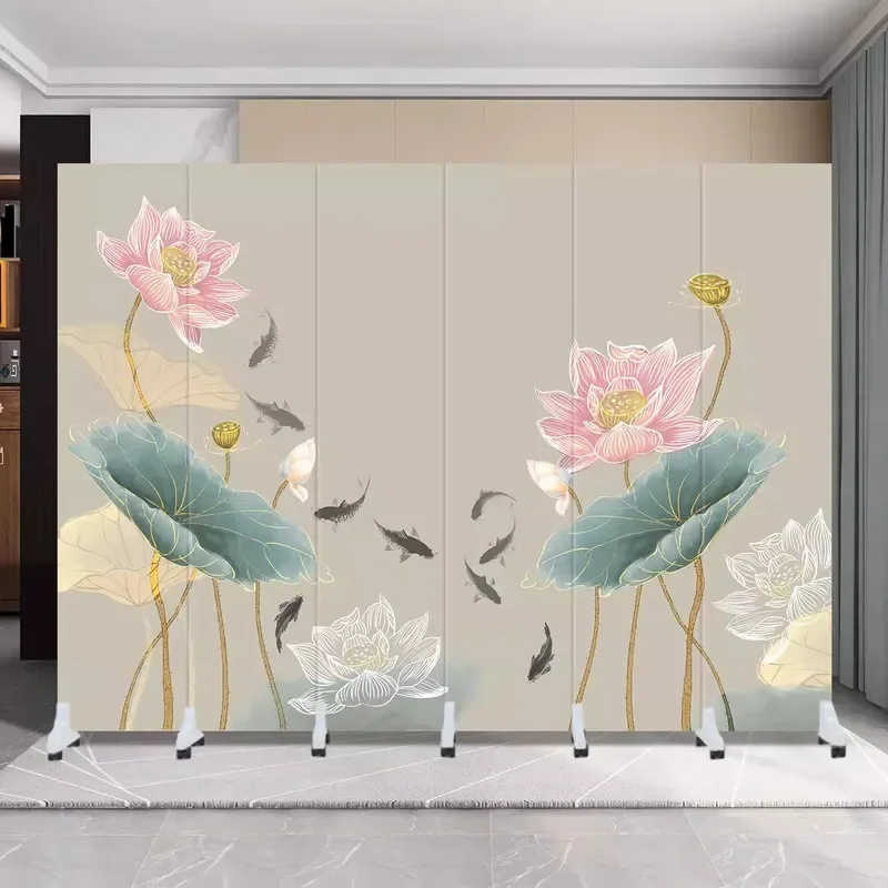 Lotus Rhyme Chinese Style Partition Screen Removable Entryway Shelter for Home Hotel Office Living Room Divider