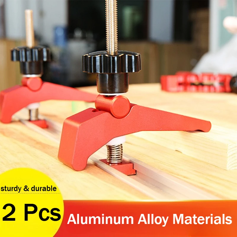 2Pcs Quick Acting Hold Down Clamp Aluminum Alloy T-Slot T-Track Clamp Woodworking Tool for Woodworking Table