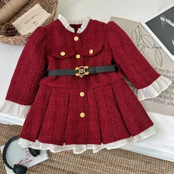 Girls Windbreaker Dress Winter Plush Kids Coats Dress Warm Plush T-Shirt Thick Children Princess Dresses Christmas Clothes 2-8Y