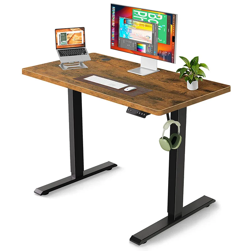 Durable Electric Height Adjustable Carbon Steel Computer Desk 140*60cm 120*60cm 100*60cm 71-113cm Range 60kg Load 4 Color