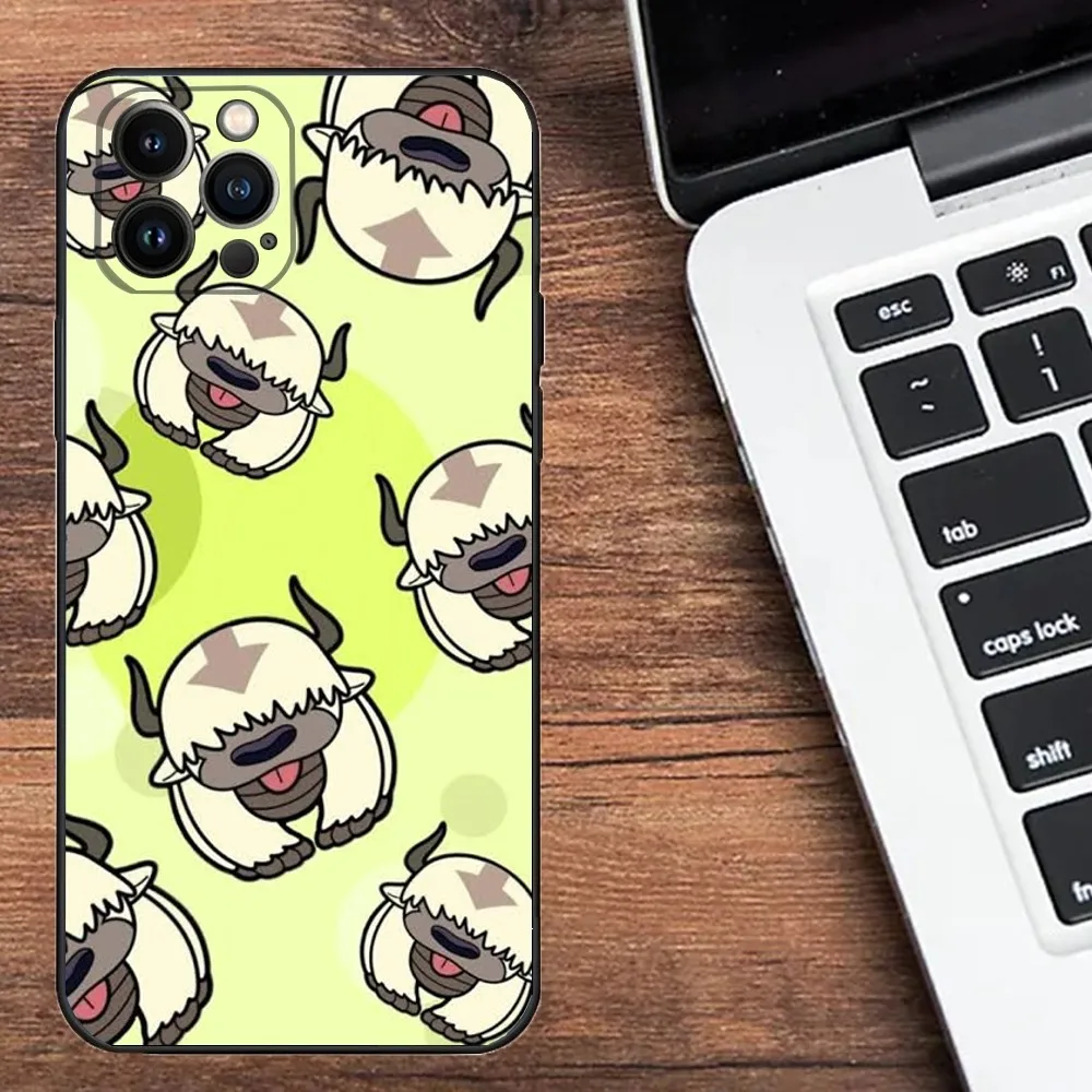 Avatar Appa Yip Yip Phone Case For Apple iPhone 15,14,13,12,11,XS,XR,X,8,7,Pro,Max,Plus,mini Silicone Black Cover image 4