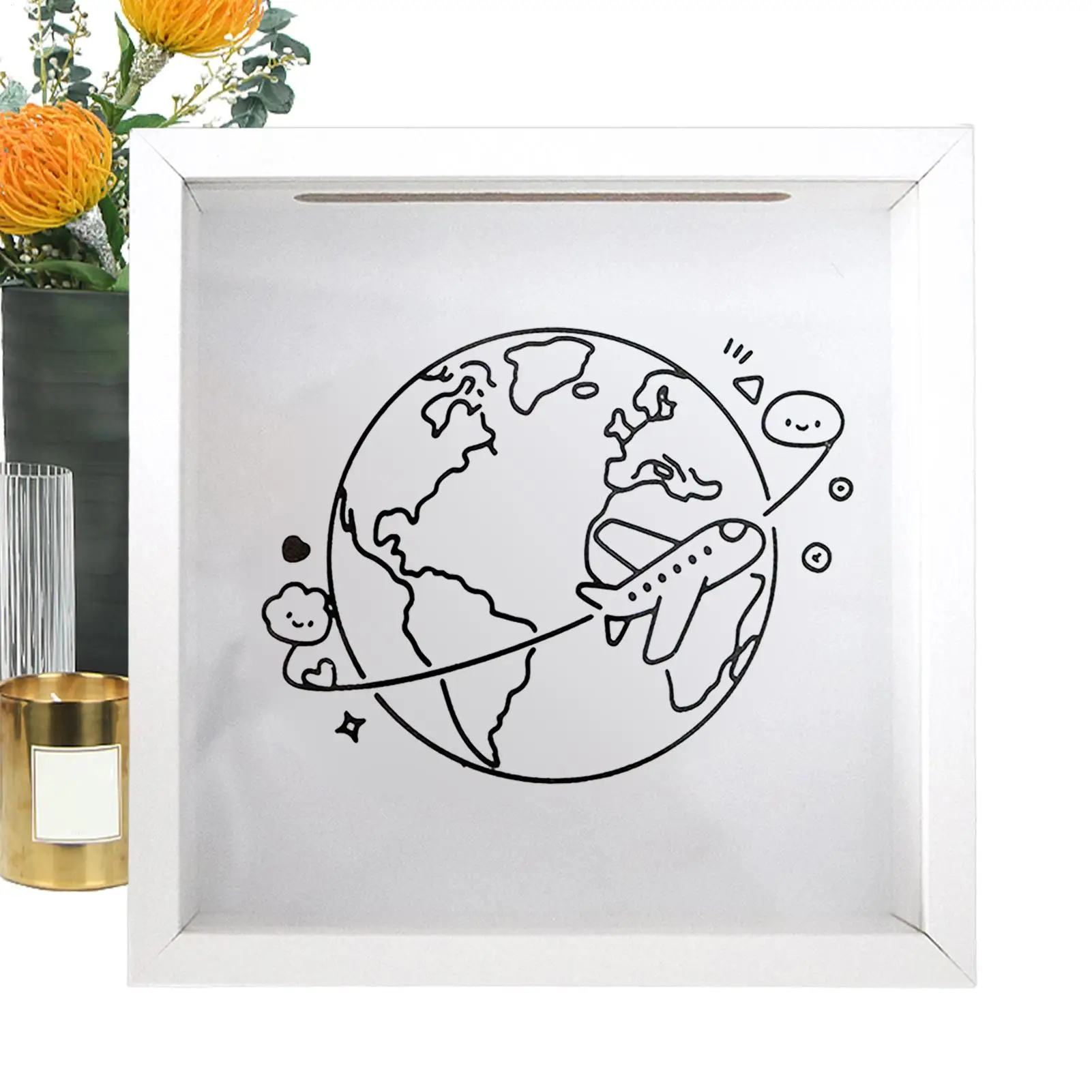 Memory Box with Slot Space Time Capsule Frame Ticket Memory Frame Interstellar Travel Souvenir for Picture Travel Memorial