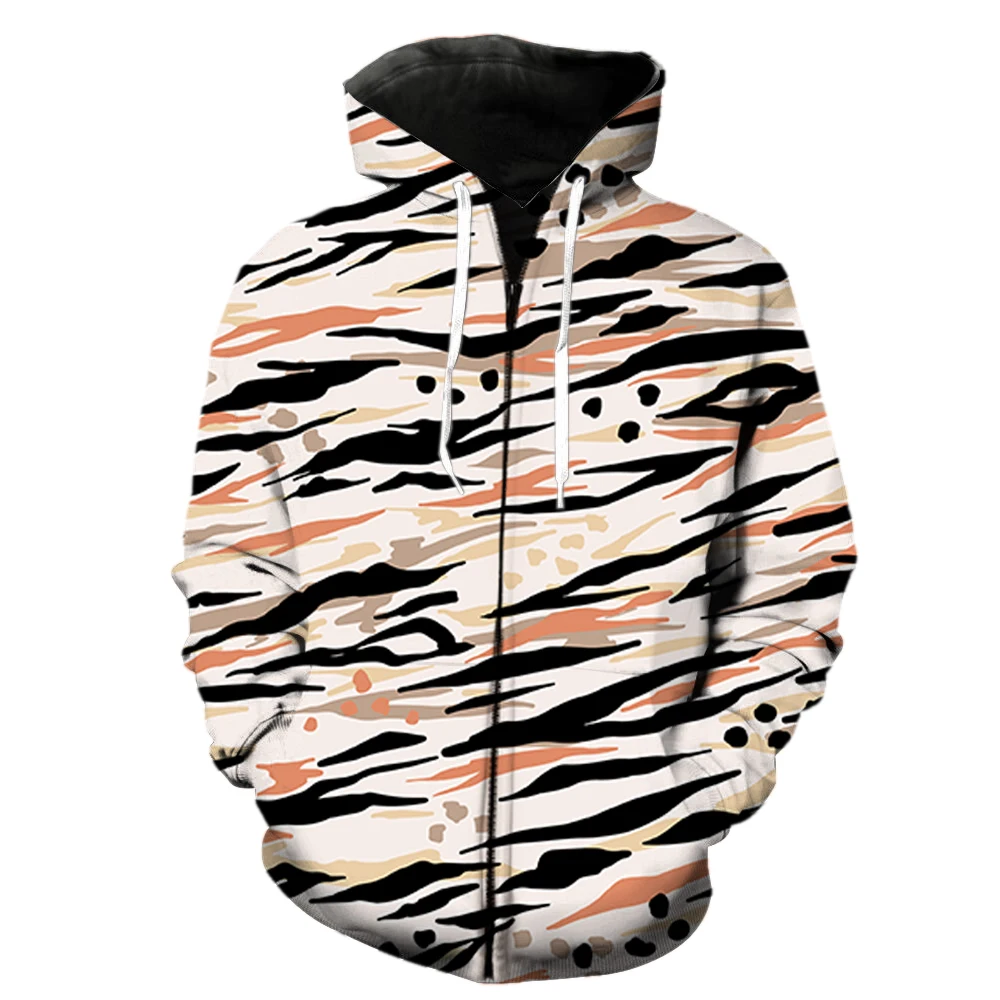 

Grassland Animal Tiger Men's Zipper Hoodie 3D Print Sweatshirts Spring Long Sleeve Tops Teens Oversized Cool Hip Hop Streetwear