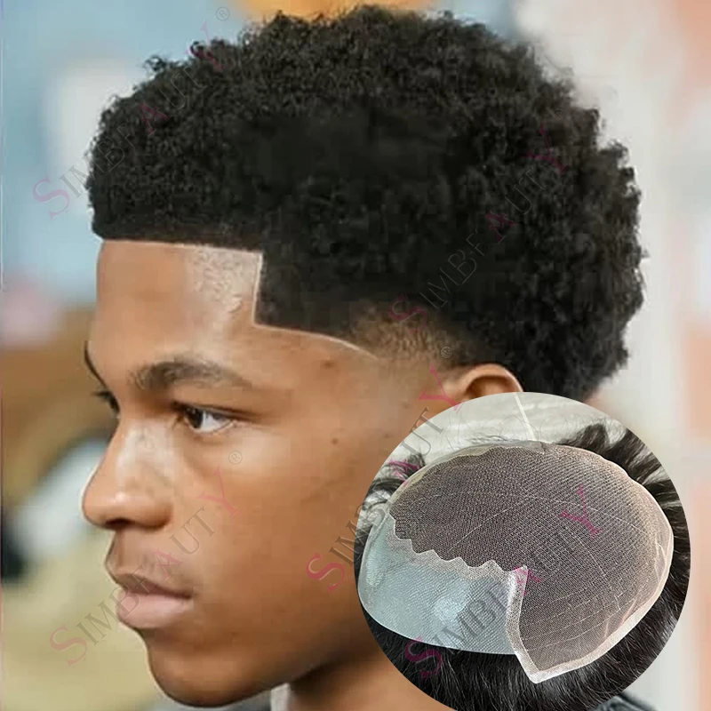 

Европейская кружевная сетка Q6 с полиуретановой основой, 6 мм, 4 мм, афро-кудрявые мужские парики-накладки, дышащие, с кружевной передней частью, темно-коричневые, черные, из натуральных человеческих волос