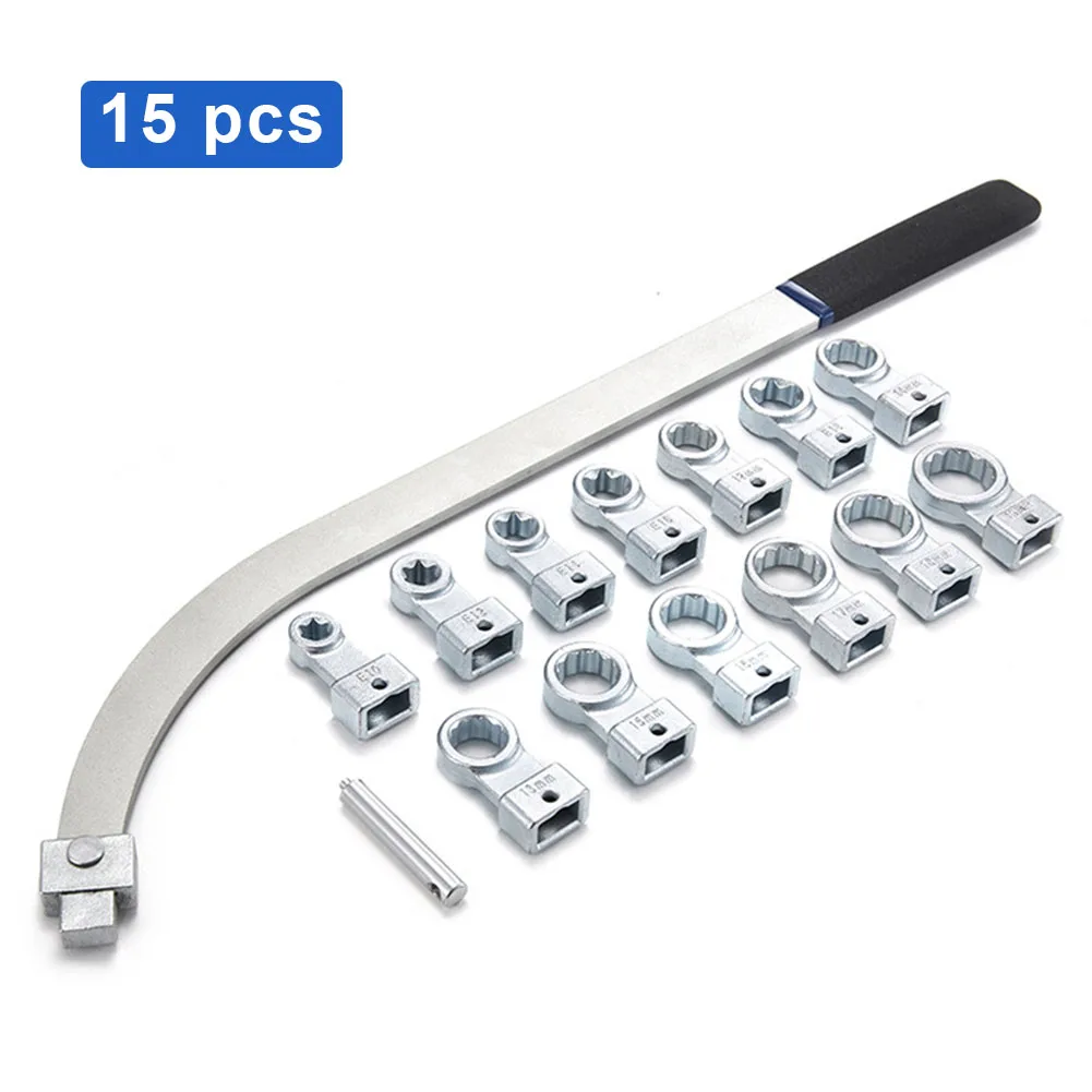 

15PCS Pulley Removal Tool Kit Serpentine Belt Tension Pulley Wrench Set Idler Pulley Adjustment Wrench Fit for Most Vehicles