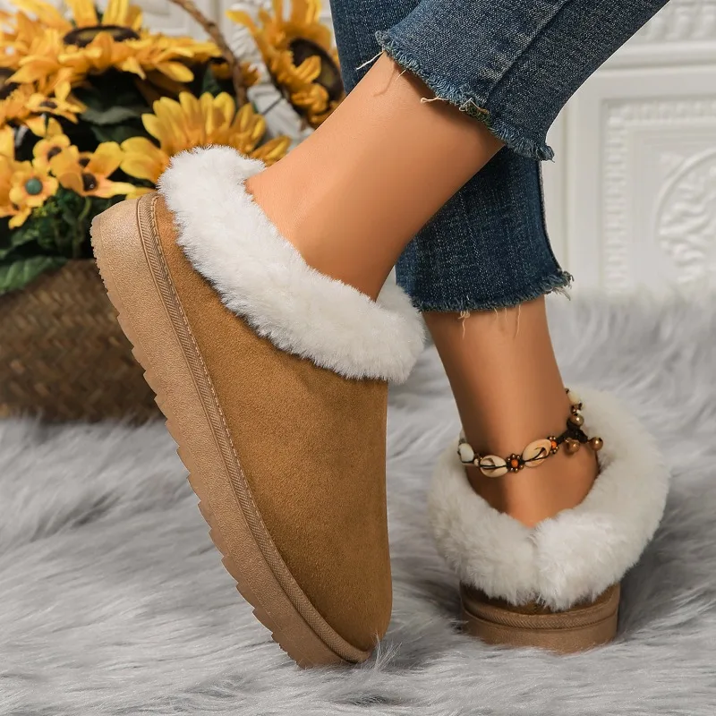 2024 neue Herbst und Winter Retro Frauen Schnee warm kurze Plüsch Slipper Stiefel Designer Damen flache Bottine Botas und nackte Stiefel