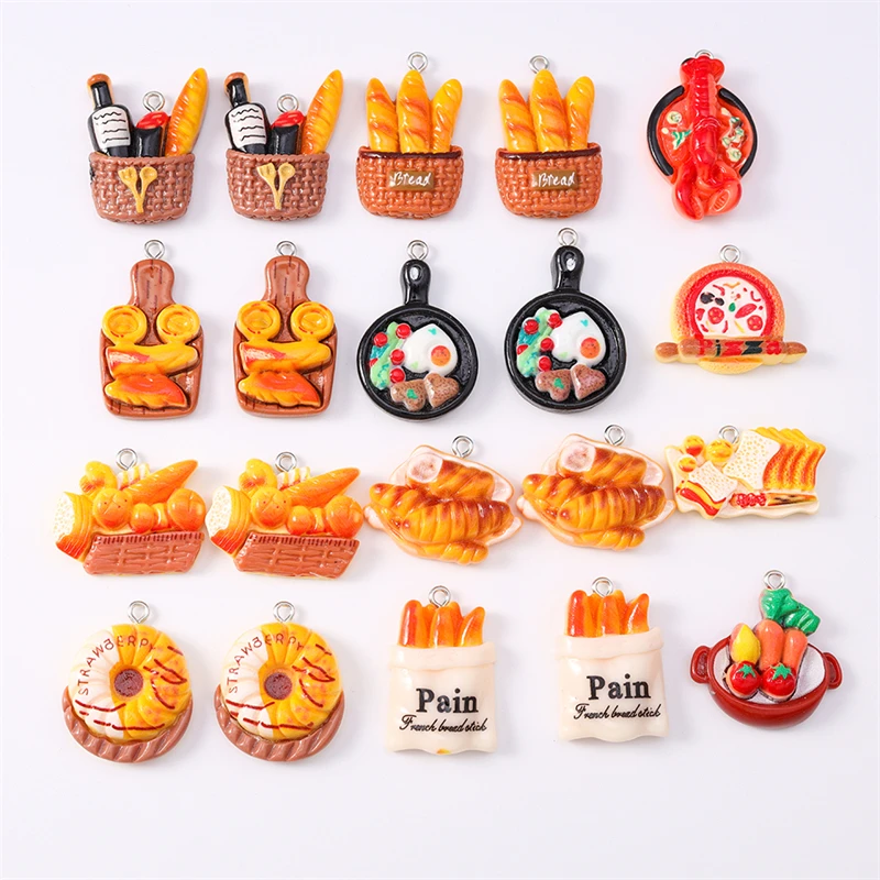 

Duarte 20Pcs/Lot Cute Mix Resin Food Bread Charms Pendants for Jewelry Making Necklaces Earrings Bracelets DIY Crafts Supplies