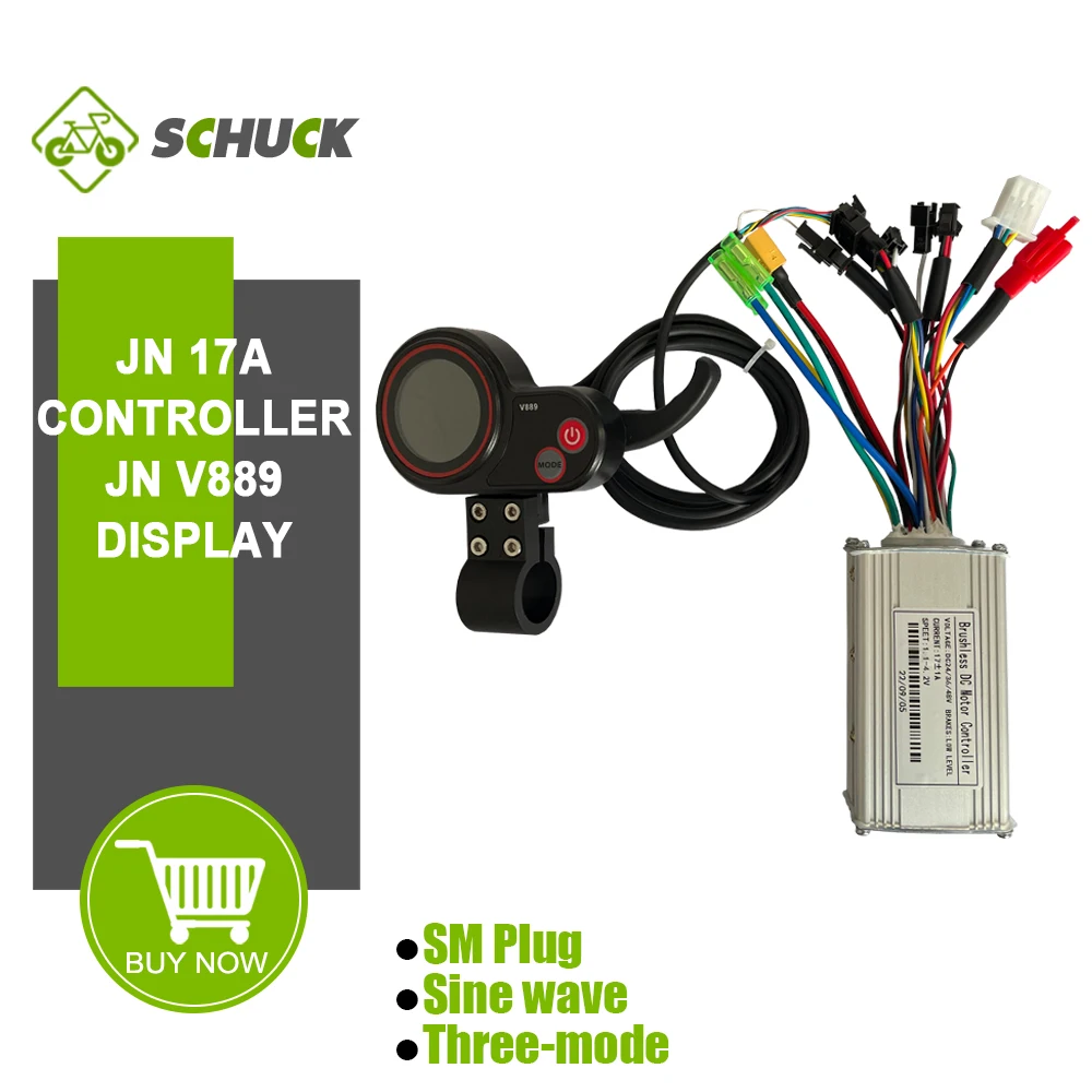 

Ebike JN 17A Sinewave Three-Mode Controller and JN 24V 36V 48V V889 LCD Display with SM Plug Use for Electric Scooter Motor
