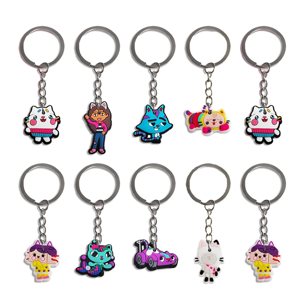 10/20/30pcs Gabby Doll House Keychains for Kids Birthday Party Decoration Gift Bag Fillers School Carnival Reward Party Supplies