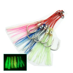 4pcs/lot Jig Assist Hook Single Hook jiging hook  Metal Jig High Carbon Steel With Feather Fishing Jig Hook