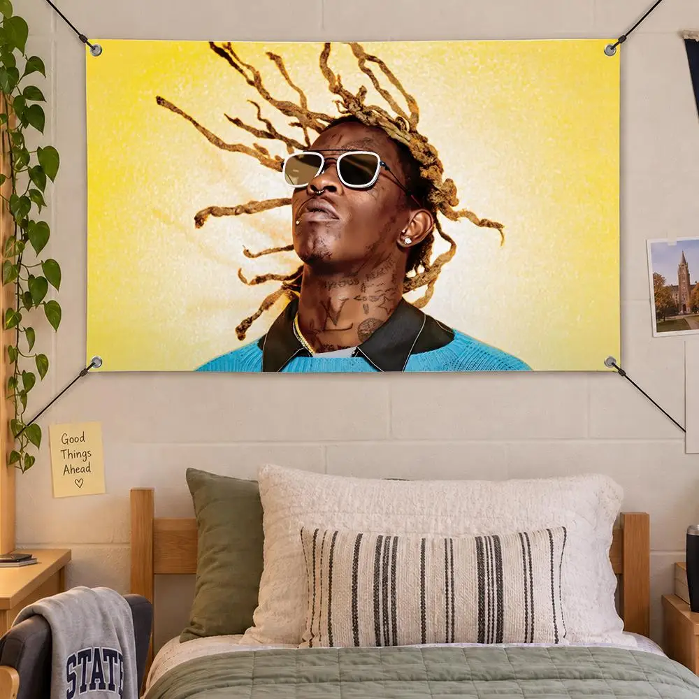 Theme Modern Young Thug Flags Decorative Flag Banner Indoor Bedroom Dorm Gaming Room Wall Party Club Decor Fan Gift