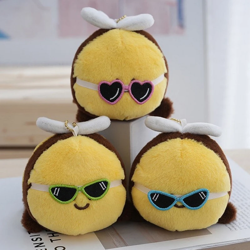 12cm Cute Cartoon Bee Plush Doll Cartoon Bee Festival Gift Activity Decoration Bag Pendant Soft Doll Plush Children Toy Keychain