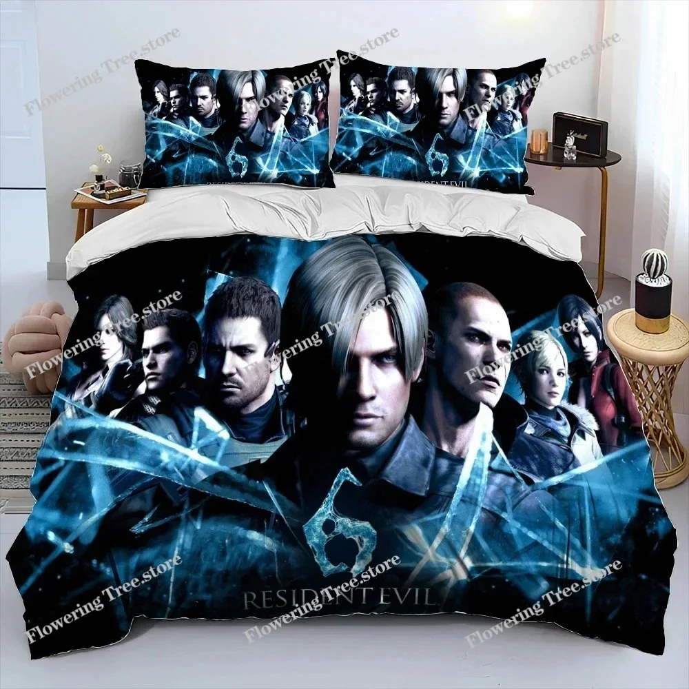 3D R-Resident Evil Games Gamer Comforter Bedding Set,Duvet Cover Bed Set Quilt Cover Pillowcase,king Queen Size Bedding Set Boys view 2