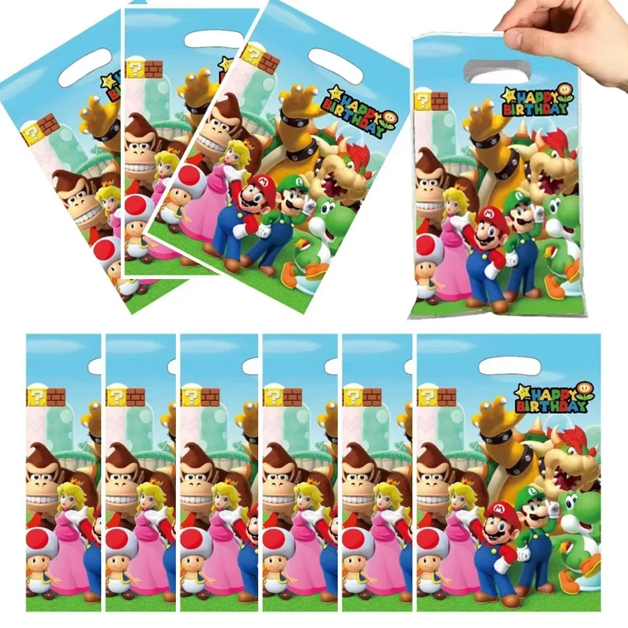 Super Trendige Mario Bros Geburtstagsdekorationen Party-Zubehör Tischdecke Pappbecher Teller Servietten Tasche Set Einweg-Tischgeschirr – Detail 7