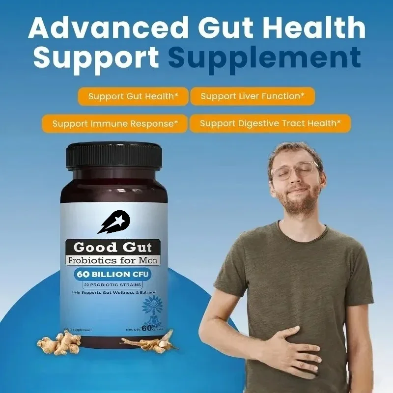 

60 Billion CFU of Probiotics for Men, 20 Strains Containing A Mixture of Prebiotics 60 Capsules of Daily Health Support Capsules