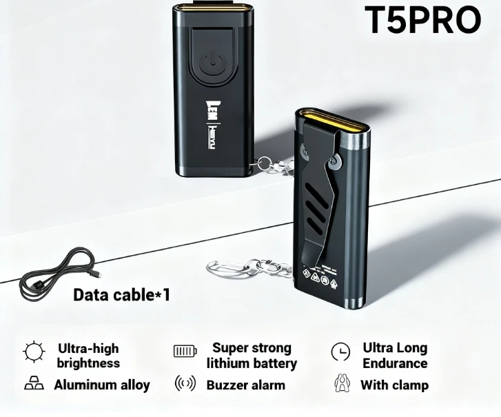 

Portable Rechargeable Outdoor Flashlight - 5W 70LM 4 Modes White Light Lamp with Keychain Clamp, Lightweight 19g Multi-use Torch